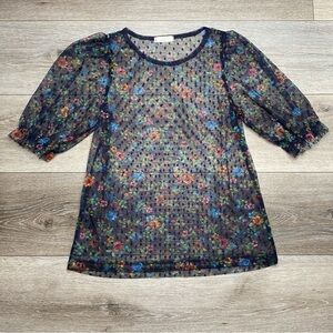 Tiny Willow Women’s Mesh Crop Floral Top Size Small